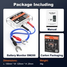 ANCEL BM200 무선 블루투스 배터리 모니터 12V 자동차 배터리 상태 모니터링 배터리 테스터 지원 최대 4 자동차 모니터, 1)ANCEL BM200