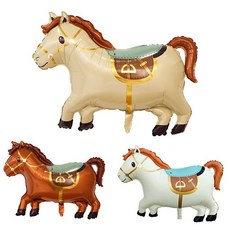 단합 체육대회 행사이쁜 말 은박 풍선 동물풍선 축제 개막 오픈 행사 카우보이 테마, 크림, 크림, 1개