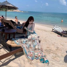 투니스 여성 프린팅 롱 민소매 원피스