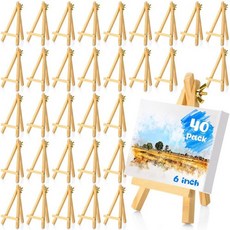 Thenshop 40팩 15.2cm(6인치) 천연 나무 미니 이젤 스탠드 아티스트 미니 이젤 벌크 우드 테이블 탑 소형 캔버스 스탠드 페인팅 디스플레이 카드 사진 예술 공예, 나사 유형