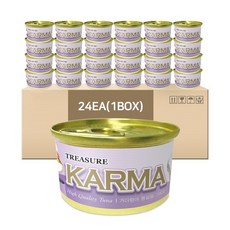 카르마 고양이 간식캔 생선, 가다랑어 + 헤어볼 혼합맛, 80g, 24개