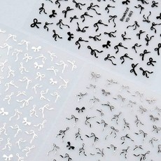 네일스토어 리본 네일스티커-135 발레리나 젤네일 웨딩네일, 1개, 3.실버 YO-011_A461