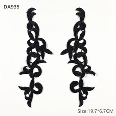 Zsbszc 의류용 블랙 자수 패치 레이스 아플리케 발레 의상 드레스 바느질 공예 DA89 DA019 1, 1, DA935, 1개