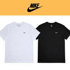 [국내정품] 나이키 남녀공용 스우시 자수 로고 기본 반팔 면티 티셔츠 스포츠웨어 커플티