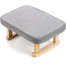 라웨이 스몰 풋스툴 오스만 나무 다리와 미끄럼 방지 소프트 패딩이 있는 직사각형 패브릭 받침대 소파 책상 사무실 거실 침실 현관 개 그레이