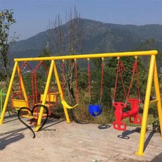 놀이터 그네 공원 캠핑 마당 철제 정원 카페 싱글 키즈 유치원 펜션 스윙, A. 바스켓+3인용스윙(500x150x190cm)