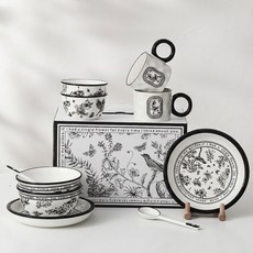 메블르 가든 2인 도자기 식기 선물세트 공기 (2P)+대접 (2P)+접시 (2P)+머그컵 (2P)+숟가락 (2P)+선물박스 포장, 1세트, 2인 식기 10P