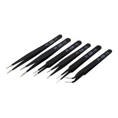 6 개/대 정전기 방지 정밀 핀셋 ESD 10-15 납땜 스테이션 용 스테인레스 스틸 핀셋 도구 전자 수리 도구