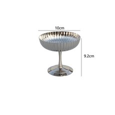 台灣出貨 冰淇淋杯 不銹鋼 複古 高腳 甜品 布丁杯 冰淇淋 奶凍碗, 1個, 條紋杯, 條紋杯