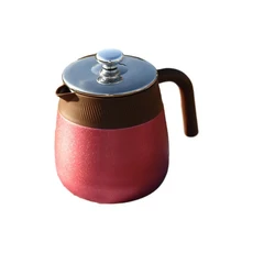 스테인리스 스틸 티타늄 코팅 티포트 대용량 손잡이 포함 단열 라이너 차 분리, 03 Red