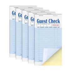 ESSENTIAL Guest Check Books 8.9 x 17.1cm(3.5 x 6.75인치) 1000장 핑크 서버 노트 패드 및 웨이트리스 주문 북스트(20권)