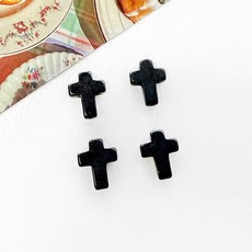 헤세드 천연석 십자가 직공 비즈 복음팔찌 재료, 블랙, 4개