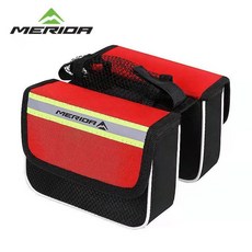 美利達自行車包 硬殼防水前梁包 山地車橫梁包 前掛上管包 騎行裝備 腳踏車馬鞍包, （豚骨支撐 夜間反光）紅色, 1個