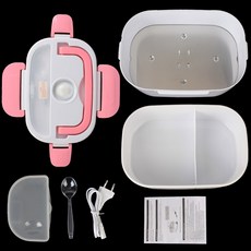 전기 가열 도시락 12V 220V EU 플러그 휴대용 식기 음식 용기 여행 자동차 작업용, 01 Pink EU Plug
