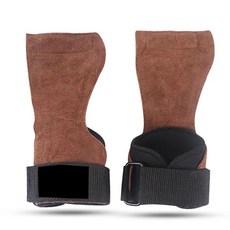 健身牛皮護掌硬拉輔助帶，助力引體向上單槓訓練，提升握力，輔助硬舉拉背, 1個, X3黃棕色三層加厚牛皮約5mm厚一雙