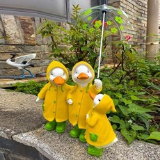 JINGHENG귀여운 오리 우산 장식품 발코니 장식 애니멀 홈 가든 풀 조경, 노란색