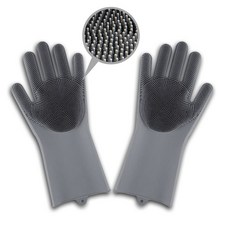 올라이프지 1+1 브러쉬 고무장갑 일체형 실리콘 수세미, 2개, FREE(one size), 그레이