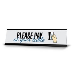 Signs ByLITA Please Pay at Your Table 카드 블랙 프레임 책상 표지판(5.1x20.3cm) 199281 8593839179, Signs ByLITA Please Pay at You