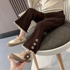 女童秋冬加絨燈芯絨喇叭褲
