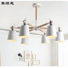 【華燈惠】北歐客廳吊燈田園餐廳書房臥室燈具現代簡約實木鐵藝吊燈, 3燈