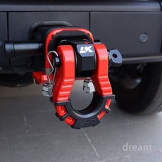 견인고리 리시버 히치핀 결쇠 트레일러 견인볼, 32톤 블랙 레드+패스너+금속덮개