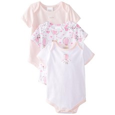 ABSORBA Baby-Girls 신생아 풍선 라이드 레이에트 3팩 바디수트 세트 화이트/핑크 3-6 Months