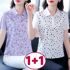 1+1 2장세트 중년 여성 골프 폴로 반팔 티셔츠 여름 골프웨어 캐주얼 슬림핏 이너 상의 카라 반팔티 데일리 엄마옷 빅사이즈