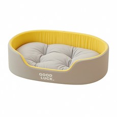 두리앤고 프리미엄 사계절 강아지 쿠션 하우스, 1개, 옐로우