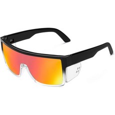 남녀 공용 안전 편광 선글라스 UV400 차단 탈부착 가능한 측면 보호대 포함 ANSI Z87, Clear Red Mirror Polarized