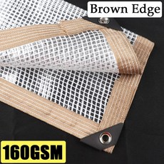 우레탄창 비닐 투명비닐천막 두께 0.3mm 메쉬 타포린 투명 방수 천 정원 많은 식물 커버 유지 야외 Pergola Tarp 커튼, [00] Brown Edge