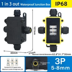 IP68 실외 방수 정션 포함된 터미널이 전선용으로 박스 웨이 PC 플라스틱 설계됨 커넥터 매장된 검정색 미니, 1F 4T 5 8mm