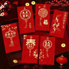 蛇年紅包袋 金蔥紙加厚款 燙金工藝, 1個, 中國結 大號 ,1包6個