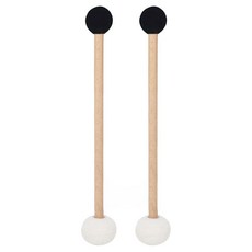 Toddmomy 나무 손잡이가 달린 더블 엔드 펠트 고무 드럼 망치 2개 베이스 팀파니 및 명상 음악용 다용도 타악기 스틱