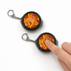 음식 모양 클리커 키캡 키링, 2개, 치즈떡볶이