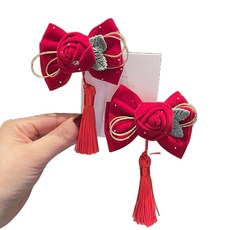 萱寶媽咪 兒童新年皇冠蝴蝶結髮夾 頭飾髮飾 女童髮夾 新年髮飾