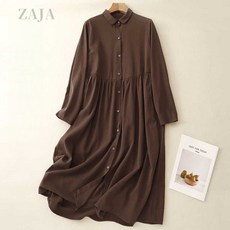 ZAJA 여성 봄가을 일상 캐주얼 원피스 빅사이즈 루즈핏 롱 원피스