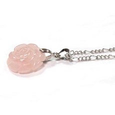 小玫瑰花吊墬項鍊 - 天然玫瑰石粉晶黃玉，精緻優雅，提升人緣魅力，展現女性溫柔氣質