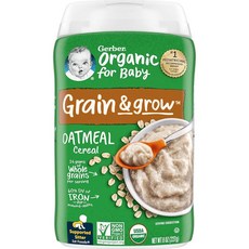 Gerber 베이비 시리얼 유기농 오트밀 226.8g8온스, 오트밀(Oatmeal), 226.8g, 1개