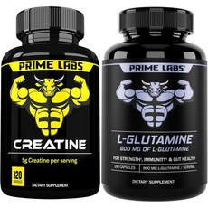 Prime Labs Creatine Monohydrate 120 ct + L Glutamine 180 ct, Prime Labs Creatine Monohydrat, 1개, 180정