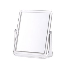 小優購物 化妝鏡 360度翻轉桌面立鏡, 透明化妝鏡-[方], 透明