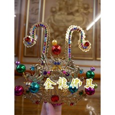 金龍佛具 特A級水鑽 太子束冠 / 中壇元帥 太子 大聖爺 三太子 孫悟空 神明帽 神明用品, 1個, 8寸8神明戴