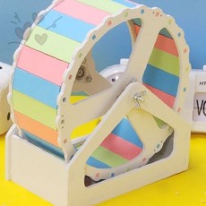 햄스터 운동기구 무지개색 원형 회전 놀이기구 목재 받침대 포함 실내 사육장, 1개, 상세페이지 참조