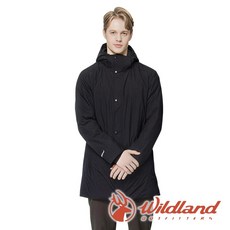 Wildland 荒野 男PR棉輕量極暖防水連帽長版外套