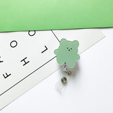 원증 릴홀더 늘어나는 릴키링 직장인 목걸이 줄 케이스 간호사 사원증 귀여운, 2개, 초록