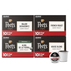 Peet's Coffee Keurig K-Cup 포드 다크 로스트 버라이어티 팩 100% 아라비카 커피 - 메이저 디카슨 블렌드 프렌치 로스트 유기농 알마 데 라 티에라, Bestsellers Variety Pack_60 Co, Dark Roast Variety Pack