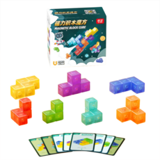 奇藝魔方格 磁力積木 索瑪透明彩色魔術方塊，益智玩具卡片版, 透明彩, 1個