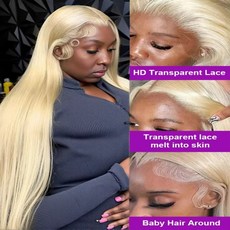 30인치 613 허니 블론드 레이스 프론트 인모 가발 본 HD 투명 100%, 10 32인치, 01 13x6 Lace Wig, 01 150%