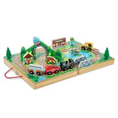 Melissa & Doug 우드 테이블탑 레일로드 장난감 17피스, Melissa & Doug 우드 테이블탑 레일로드 -,, Railroad