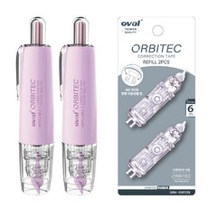오발 360도 회전형 수정테이프 본품2개+리필2p, 오발 본품 2개+리필2p, 1세트, 마카롱퍼플