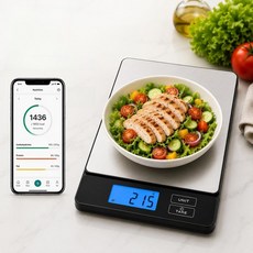 계산기가 포함된 스마트 저울 체중 감량용 블루투스 앱이 탑재된 디지털 주방 용 무게 케토 매크로 칼로리 계산 및 추적 기능 리스 스틸 소재, 1세트, XR-스케일 07